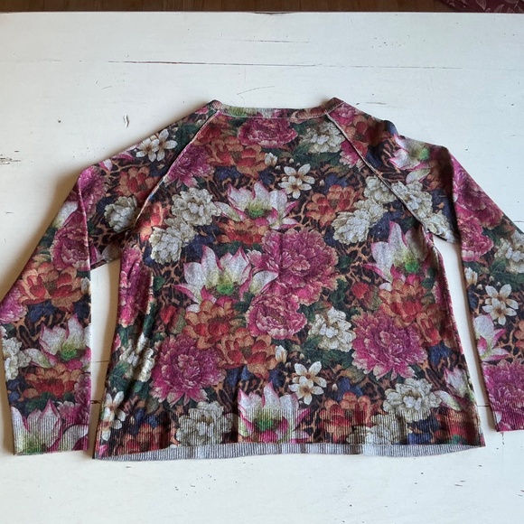 Nicole Miller Artelier floral boho crew neck raglan sleeve sweater Large - Picture 6 of 7